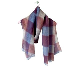 Kaleidos Moda Plaid Linen Scarf/Wrap